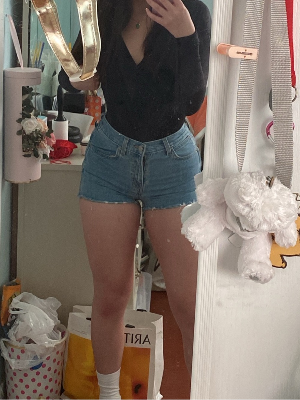 Sunday Best Light Blue Distressed Denim Cutoff Shorts